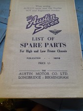 AUSTIN SEVEN LIST OF SPARE