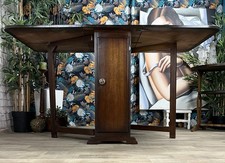 Vintage Oak Art Deco Drop leaf Gate Leg Dining Table Extending Antique