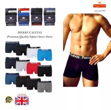 PIERRE CALVINI Mens Premium Quality Hipster Boxers Underwear Cotton Rich S-2XL