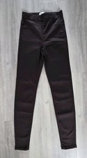 M&S size 6 long HIGH RISE JEGGINGS stretch denim CHOCOLATE BROWN jeans 