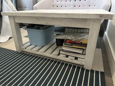 Solid Wood Coffee Table ~ Painted White. Lots Of Character. Good Condition. 