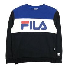 Vintage Fila Sweatshirt Black White Blue Spell Out Logo 90’s Men’s Size Small S
