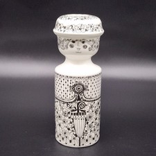 Vtg Figgjo Flint Pottery Lady Sugar Shaker White Black Norway Ceramic Retro 6.5"