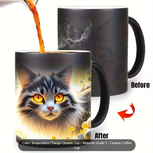 1pc cute cat mug - cat, color