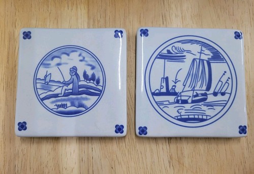 Vtg delft blue white - white, 3.75"