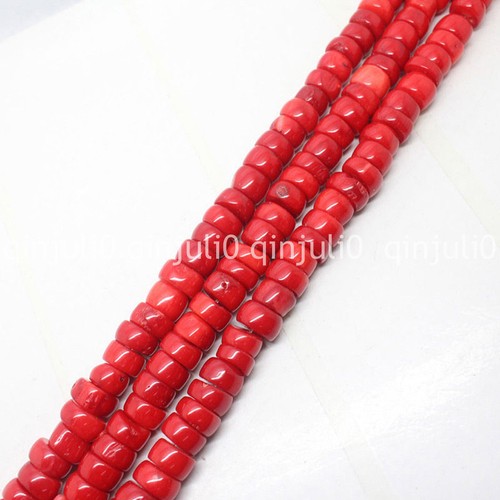 Natural 5x8mm red coral - red,