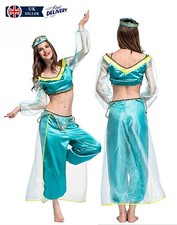 Halloween Aladdin Princess Jasmine Ladies Cosplay Party Fancy Dress Costume-UK