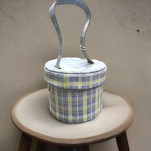 Vtg retro tartan plaid vinyl - plaid,
