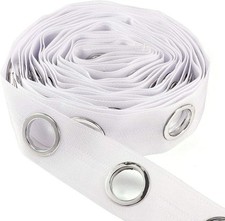 UK White Curtain Eyelet Tape Heading for 38mm Pole Curtains Drapes, 10M 80 Rings