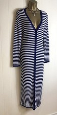 ZARA STUNNING BLUE (NAVY) & WHITE STRIPED LONG SLEEVE MAXI CARDIGAN SIZE S BNWOT