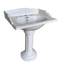 Reclaimed Original Antique Bathroom Sanitan Sink On Pedestal Base