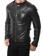 Men's Black Slim Fit Leather