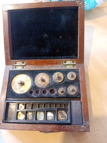 Miniature brass weights - brass, box