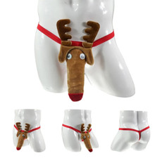 Mens Willy Warmer Rudolf Reindeer Posing Pouch G-String Thong Stag Secret Santa