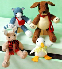 0384 Knitting Characters Duck Rabbit Dog Cat Toy DK & Aran- Vintage Pattern Copy