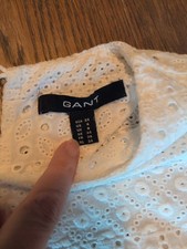 Ladies Gant Broderanglaise White Cotton Top UK Size 8