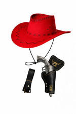Red Cowboy Hat Gun Holster Set
