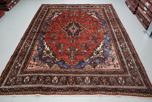 Handmade vintage wool rug - wool, red