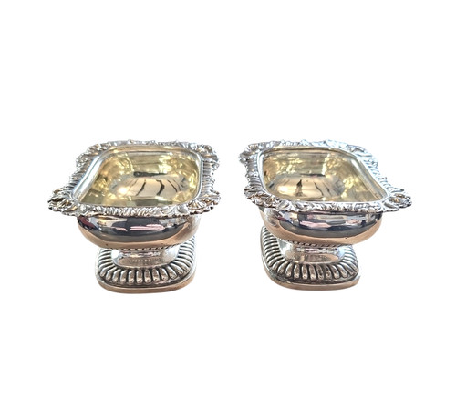 Antique silver table salts - antique,