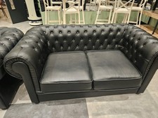 Chesterfield 3+2 Seater Sofa Set Venus Black Faux Leather