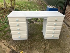 Vintage Ducal Pine Bellamy White Painted Dressing Table with 10 Drawers TLC
