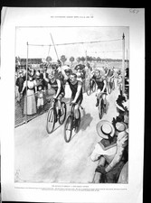 Old 1898 Bicycle Germany Rain-Taking Contest Sport Ladies Fashion Dre 19th