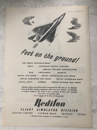1957 aircraft advert redifon - aircraft,