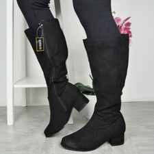 WIDE FIT AND CALF Boots Shoes Ladies Zip Comfy Winter Smart Lined Womens Sizes