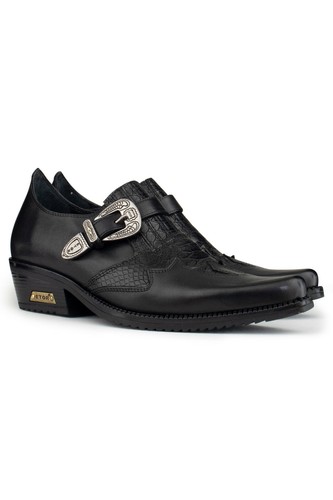 Men black leather goth - men's, shoes