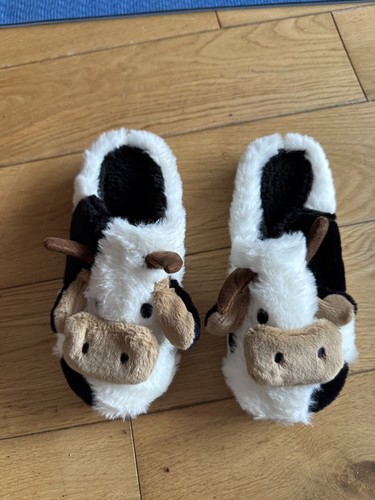 Fuzzy cow slippers cute - slippers,