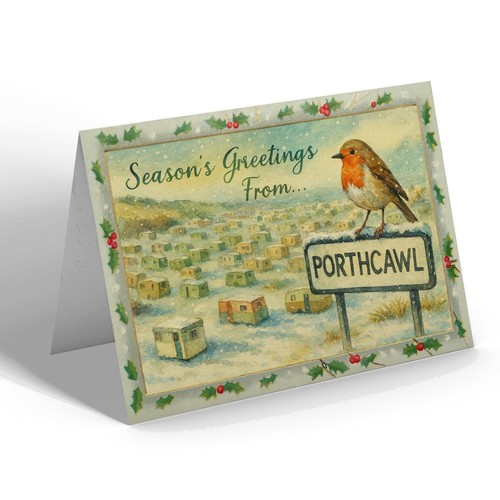 Xmas notelet porthcawl - notelet,