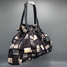 Lulu Guinness Womens Tote Handbag Black Grey Cream Pattern FLT