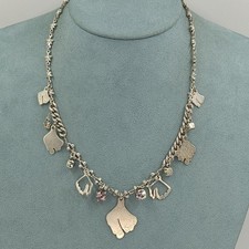 Pilgrim Necklace Crystal Glass Different Chain Shapes Silver Necklace Distressed