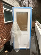 Composite Door No Frame, Half Double Glazed, White Door. New With Lock And Hinge