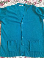 EWM  Men’s Teal Bluey Green Lambswool Cardigan size M 46" Chest 