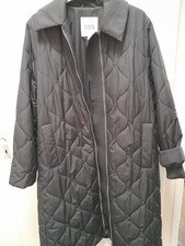 COS Quilted Coat Oversized Long Black Side Pockets M Winter