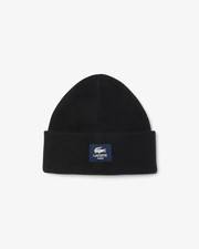 Lacoste Mens Cotton Blend Double Face Beanie - Black 031