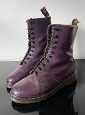 Vintage Dr Martens 1490 Boots UK 9 Leather Purple 10 Hole Made in England