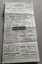 1899 Victorian Hastings Pier Fold Out Programme With Advertising Original 