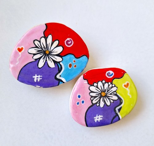 Painted flower pebbles - painted,