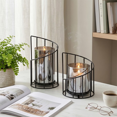 2pcs black candle holder set - candle,