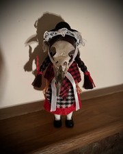 Real Crow Skull Welsh Lady Doll Taxidermy Creepy Weird Vintage Gothic Bird Head