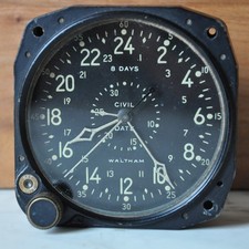 Aircraft Cockpit Clock Waltham CDIA ( Civil Date Indicator ) 1940's