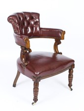 Antique Victorian Oak Leather