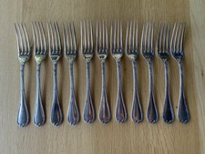 Christofle rubans silver plated forks, x11 vintage French 