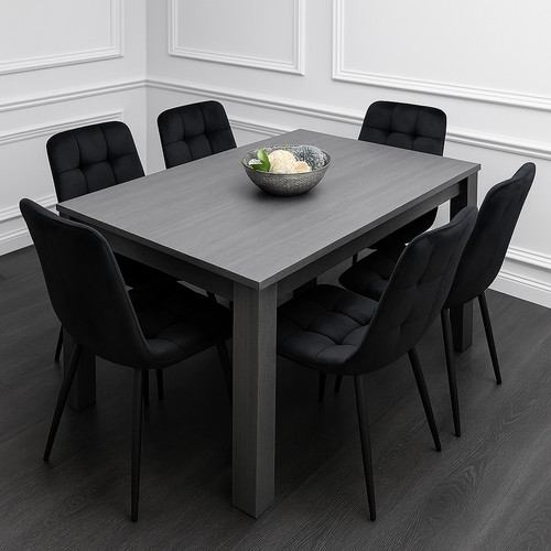 Dark grey dining table and - dark, 6