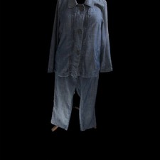 ANYA BLUE DENIM TENCELL TROUSER SUIT SIZE 18 STRAIGHT LEG TROUSERS by ANN HARVEY