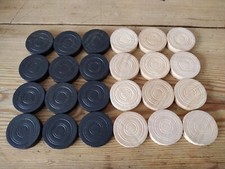 Set of Wooden Draughts Pieces