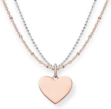 Thomas Sabo Sterling Silver And Rose Gold Heart Charms Necklace