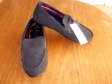 Marks & Spencers M&S men's brown suede moccasin slippers shoes lined 10 EU 44.5